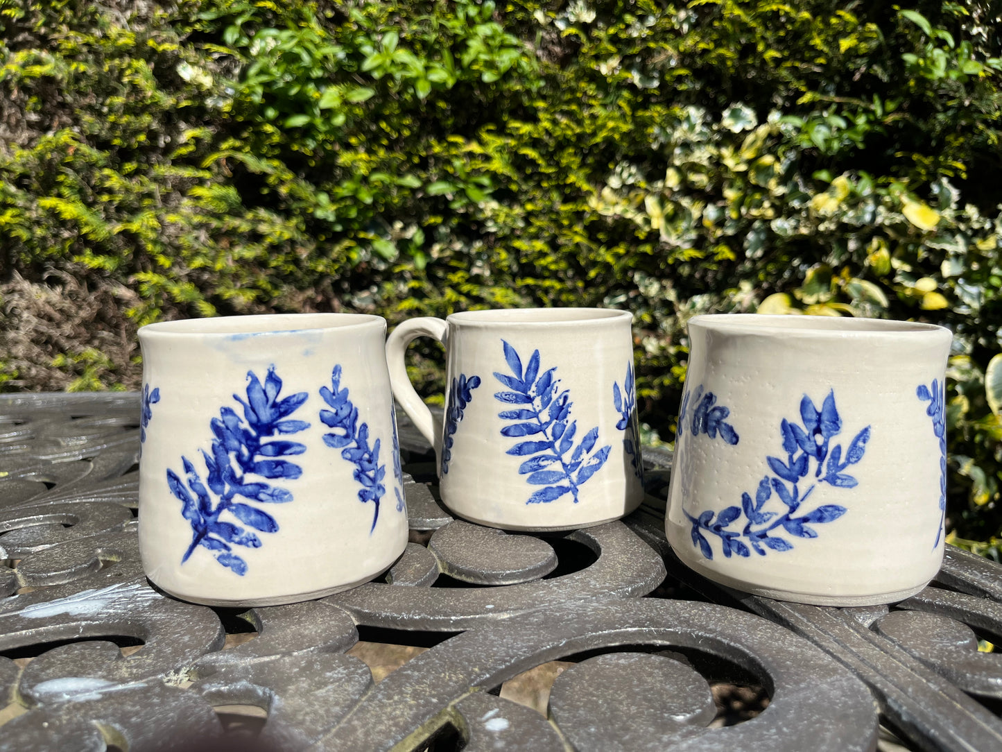 Blue fern mugs